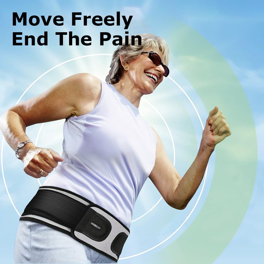 HANNEA Sciatica Pain Relief Belt for Women and Men, Hip Belt for Back Pain - Support and Alleviate Si Joint, Pelvic Support Strap, Breathable Waist Lumbar Lower Back Brace for Sciatica HANNEA Sciatica Pain Relief Belt for Women and Men, Hip Belt for Back Pain - Support and Alleviate Si Joint, Pelvic Support Strap, Breathable Waist Lumbar Lower Back Brace for Sciatica